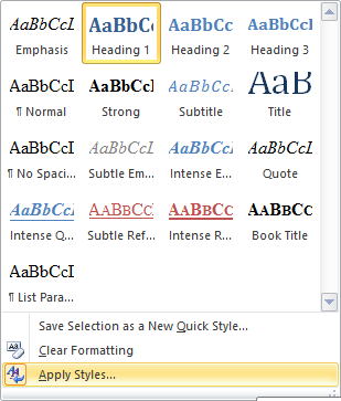 Style Box in Word 2010