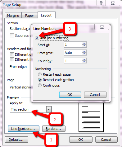 Add Line Numbers Dialog Box