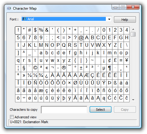 Character Map